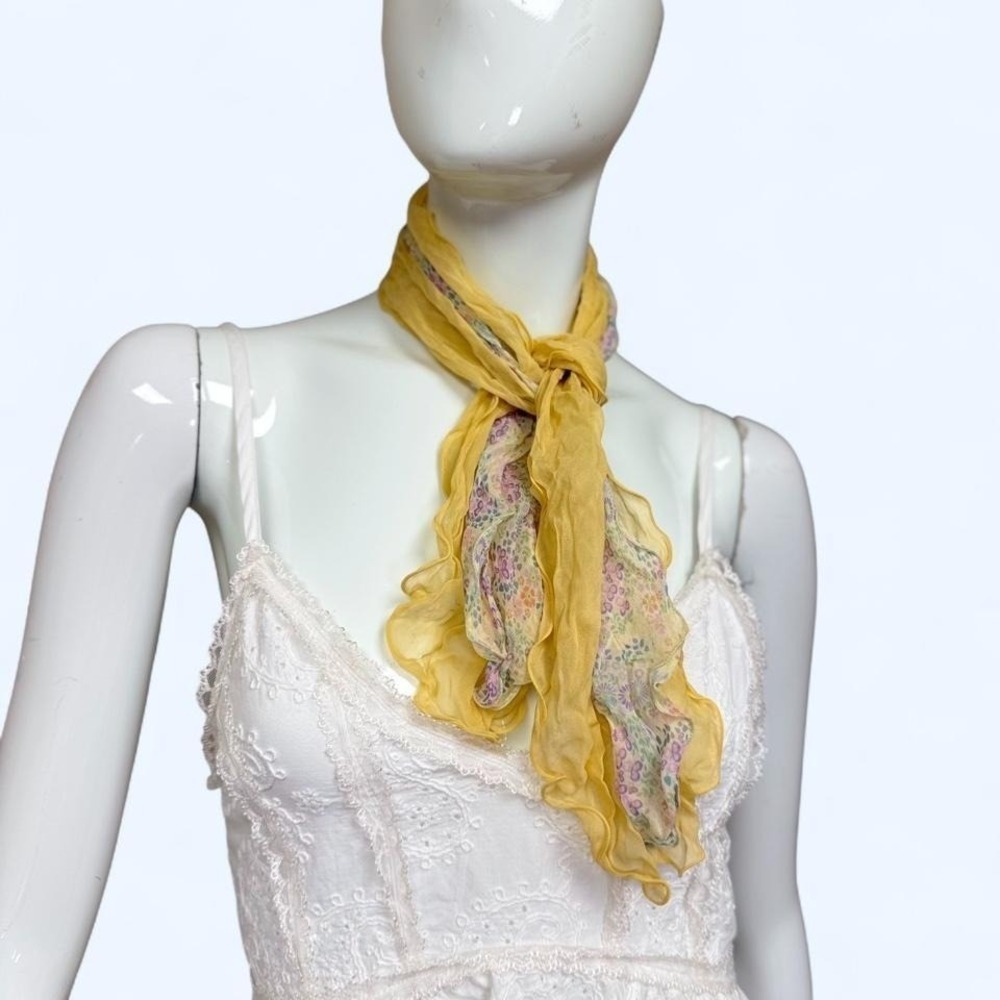 Vintage Pierre Balmain Paris Silk Chiffon Scarf Butterfly Floral Korea designer